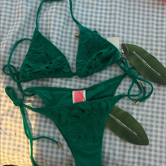 NWT FARM Rio Monstera Eyelet Bikini Size Medium (Top & Bottom) - Picture 5 of 8